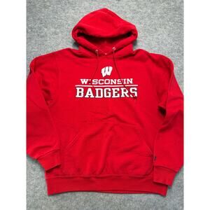Wisconsin Badgers Hoodie Red Russell Athletics Men’s Medium Pullover Sweatshirt
